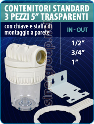 Contenitori standard trasparente depuratori acqua sistema filtrazione polipropilene