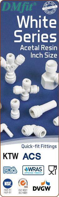 DMfit quick fit fittings white series acetal resin inch size food&drink beverage compressed air flow systems