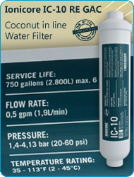 Ionicore remineralizer PH adjustment coconut in line water filter GAC Water Purifiers Reverse Osmosis filtration systems