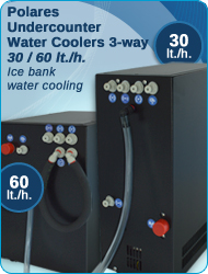 Polares 3-way undercounter water coolers cold water ambient sparkling purifier ice bank water cooling