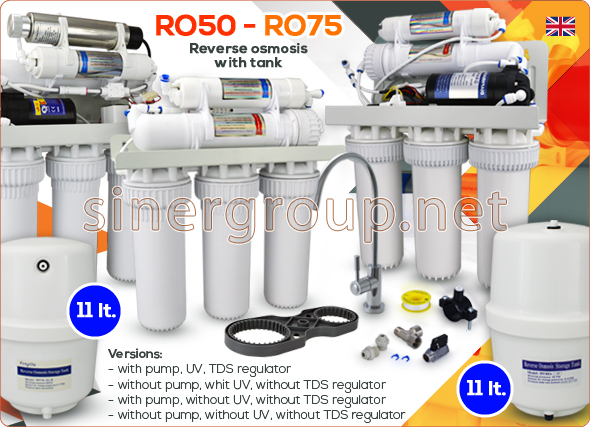 RO50 RO75 reverse osmosis with tank TDS regulator Membrane 50gpd Membrane 75gpd Pump System UV water purifier