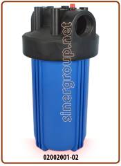 Big housing 10" blue IN-OUT 1-1/2" - Pressure release button with wrench and steel bracket (4)
