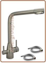 3079 3-way brushed stainless steel faucet 3/8"