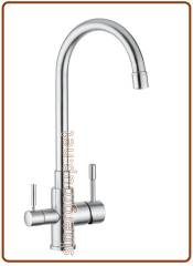 Torino 3-way satin stainless steel faucet 3/8"