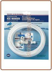 ICE Maker water Supply Kit 3/8" M.xF. Thread - 1/4" open/close valve OD tube White