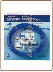 ICE Maker water Supply Kit 3/8" M.xF. Thread - 1/4" open/close valve OD tube Blue