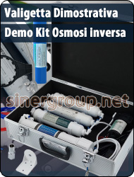 Valigetta Dimostrativa Demo kit Membrane Filtrazione Acqua Osmosi Inversa Filtri Rubinetti pompa booster
