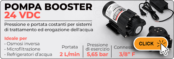 pompa booster, 24 vdc, pompa a membrana, trattamento acqua, osmosi inversa, microfiltrazione, refrigeratore acqua, portata, pressione esercizio, pompa compatta