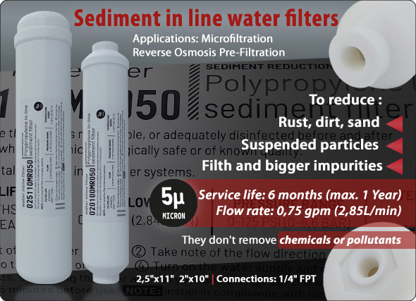 Sediment In line water filters Water Purifiers water cooler Reverse Osmosis microfiltration