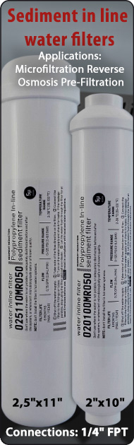 Sediment In line water filters Water Purifiers water cooler Reverse Osmosis microfiltration