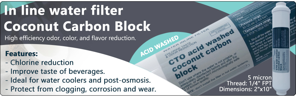 carbon block in line filter Chlorine reduction acid washed Water Purifiers water cooler Reverse Osmosis