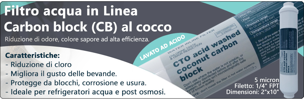 Carbon block al cocco lavato ad acido Riduzione Cloro Refrigeratori Depuratori Osmosi Inversa