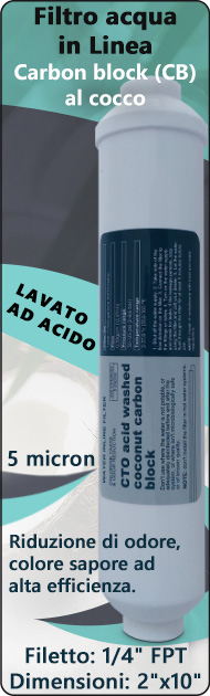 Carbon block al cocco lavato ad acido Riduzione Cloro Refrigeratori Depuratori Osmosi Inversa
