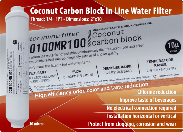 10CCB No Brand carbon block in line filter Chlorine reduction Water Purifiers water cooler Reverse Osmosis