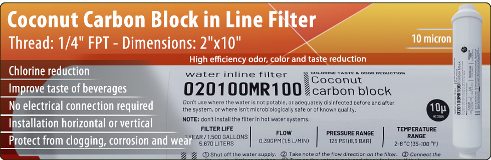10CCB No Brand carbon block in line filter Chlorine reduction Water Purifiers water cooler Reverse Osmosis