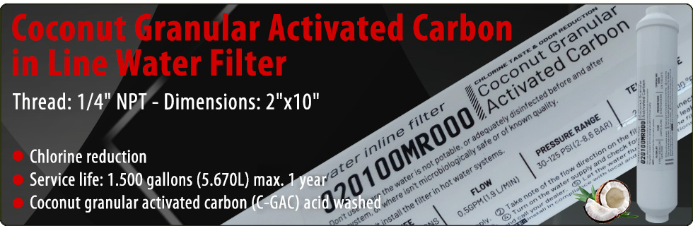  CGAC No Brand coconut granular activated carbon in line filter Chlorine reduction acid washed Water Purifiers water cooler Reverse Osmosis