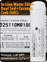 Inline dual-action sediment coconut granular activated carbon in line filter Chlorine reduction Water Purifiers water cooler Reverse Osmosis
