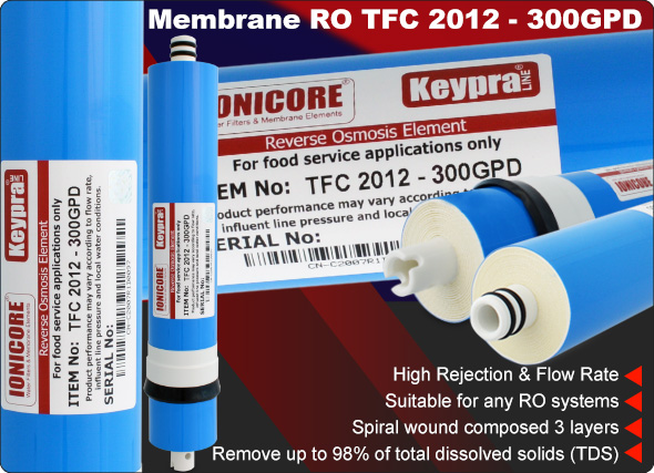 Membrane Reverse Osmosis Ionicore Keypra line 300 gpd Water System Filtration High Rejection