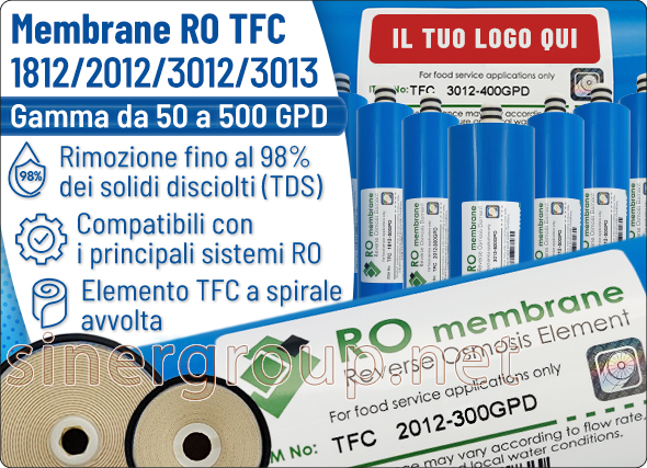 Membrane RO 1812 2012 3012 3013 TFC 50 75 100 150 200 300 400 500 GPD Osmosi Inversa Depuratori Acqua