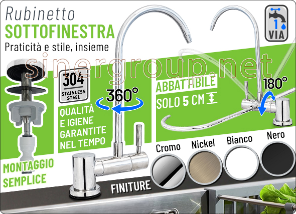 Rubinetto prelievo acciaio inox 304 1 via sottofinestra 1/4"