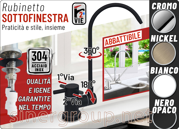 Rubinetto prelievo acciaio inox 304 2 vie sottofinestra 1/4"