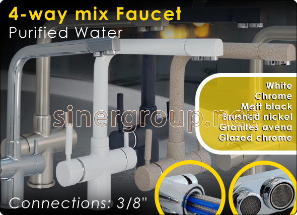 4-Way Water Purifier Mix Faucet Water Dispenser Reverse Osmosis Microfiltration