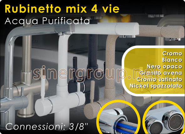 Rubinetto Prelievo Mix 4 vie Depuratori Erogatori Acqua Depurata Osmosi Inversa Microfiltrazione