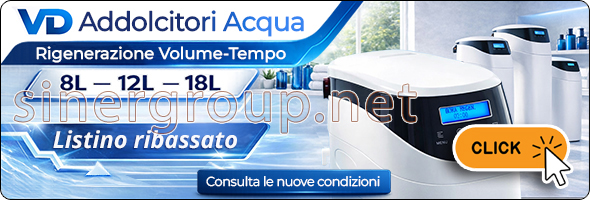 VD addolcitori acqua 8 12 18 litri resina rigenerazione volume tempo valvola volumetrica elettronica litri resina riduzione durezza prevenzione incrostazioni miscelatore integrato trattamento domestico condizioni vantaggiose