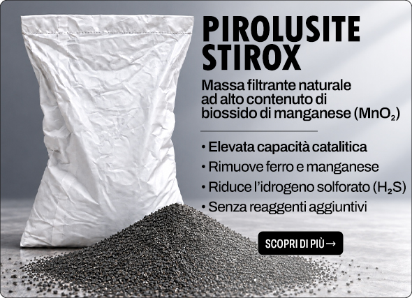 pirolusite filtrante naturale manganese ferro solforato filtrazione catalitica sabbia trattamento