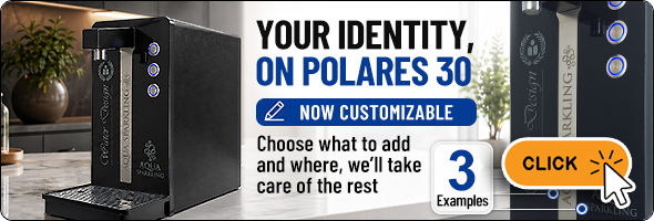 polares water cooler customizable logo branding dispenser sparkling water countertop professional 3 way