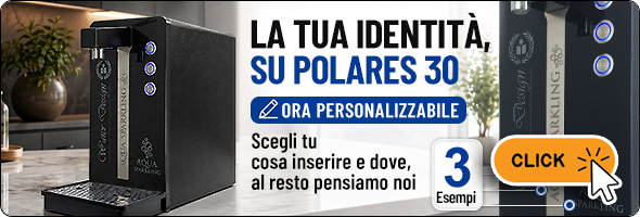 polares refrigeratore personalizzabile logo brand dispenser acqua frizzante sopralavello professionale 3 vie