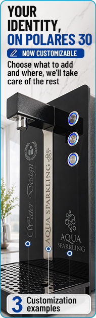 Polares water cooler customizable logo branding dispenser sparkling water countertop professionale 3 way