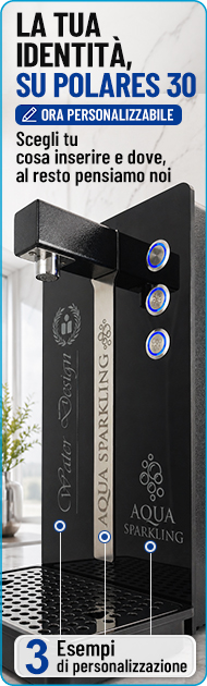 Polares refrigeratore personalizzabile logo brand dispenser acqua frizzante sopralavello professionale 3 vie