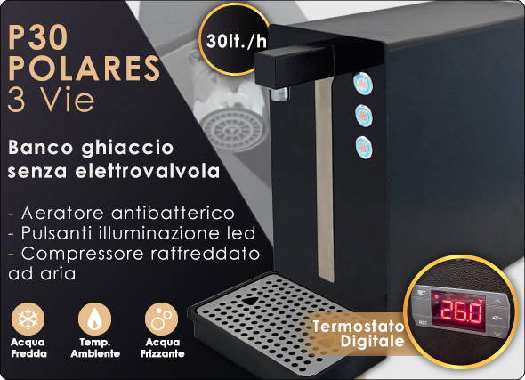 Polares refrigeratori sopra banco 3 vie acqua fredda ambiente frizzante depuratori erogatori raffreddamento banco ghiaccio senza elettrovalvola