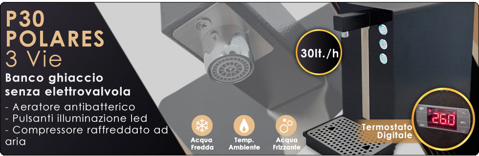 Polares refrigeratori sopra banco 3 vie acqua fredda ambiente frizzante depuratori erogatori raffreddamento banco ghiaccio senza elettrovalvola