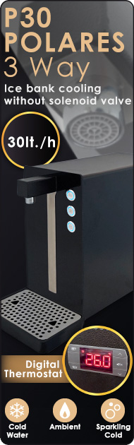 Polares 3-way overcounter water coolers cold water ambient sparkling purifier ice bank water cooling without solenoid valve