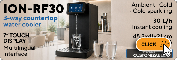 ION-RF30, cooler, touchscreen, sparkling, professional, refrigeratore, soprabanco, frizzante, professionale, erogazione