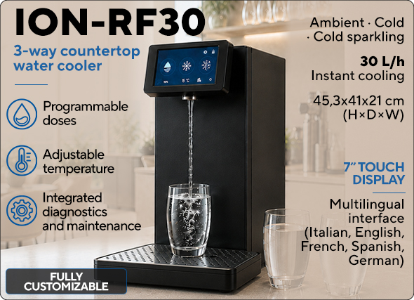ionrf30 cooler water countertop professional sparkling touchscreen compact dispensing treatment