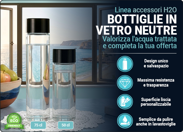 Design Elegante Salvaspazio Bottiglia Riutilizzabile Vetro Trasparente Tappo Nero Vite