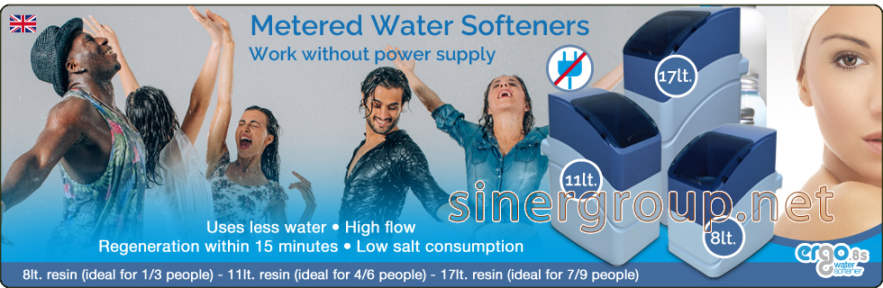 Ergo Water Softener no power supply Metered Time Regeneration 15 minutes 18 liters 11 liters resins saving cleaning protection health pureness beauty