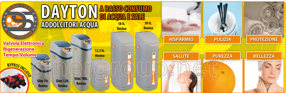 Dayton Addolcitore Acqua Valvola Elettronica Rigenerazione Volume Tempo 7 slim 12 slim 18 slim 12,5 18 30 litri resina risparmio pulizia protezione salute purezza bellezza