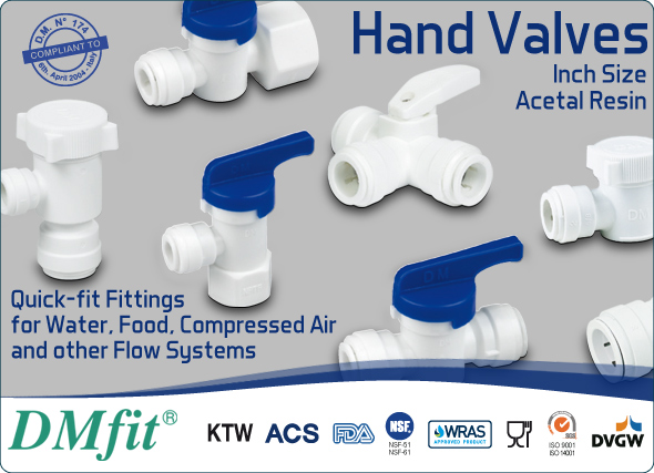 DMfit quick fit fittings hand valves inch size food&drink beverage compressed air flow systems