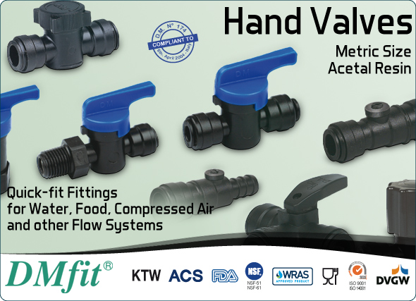 DMfit quick fit fittings hand valves metric size food&drink beverage compressed air flow systems