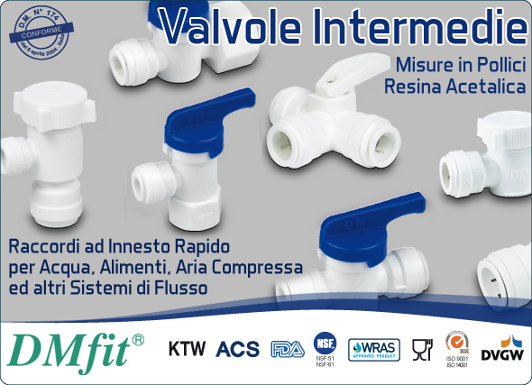 DMfit raccordi a innesto rapido acqua valvole intermedie acqua misure pollici alimenti aria compressa sistemi flusso