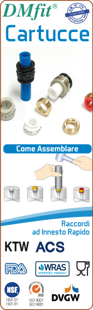 DMfit raccordi a innesto rapido cartucce resina acetalica ottone misure metriche e pollici acqua alimenti aria compressa sistemi flusso