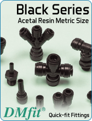 DMfit quick fit fittings black series acetal resin metric size food&drink beverage compressed air flow systems