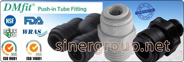 DMfit quick fit fittings tubing acetal resin inch size food&drink beverage compressed air flow systems RO reverse Osmosis Water Filters