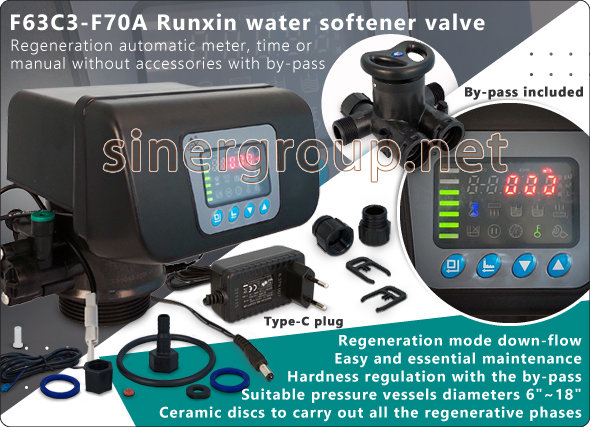 Runxin water F63 softeners residential valves regeneration meter time automatic hardness regulation