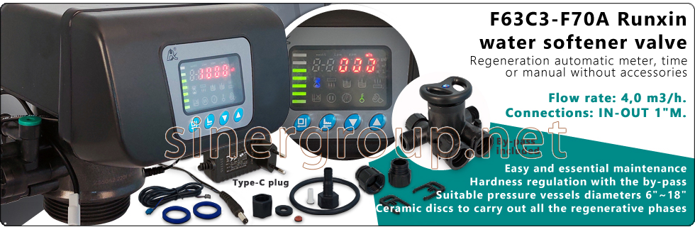 Runxin water F63 softeners residential valves regeneration meter time automatic hardness regulation