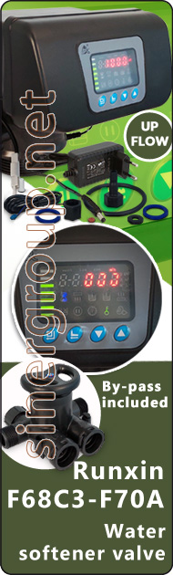 Runxin water F68 softeners residential valves regeneration meter time by-pass Up-flow hardness regulation